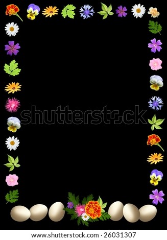flowers, easter decoration, frame, card