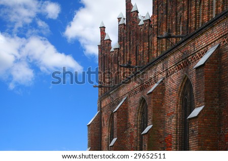 gothic church in Slupsk, Poland, architecture detail