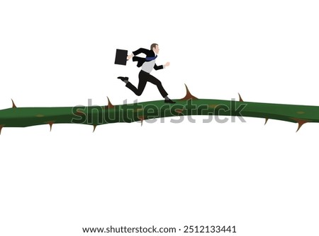 Businessman running on thorns overcoming obstacles to success