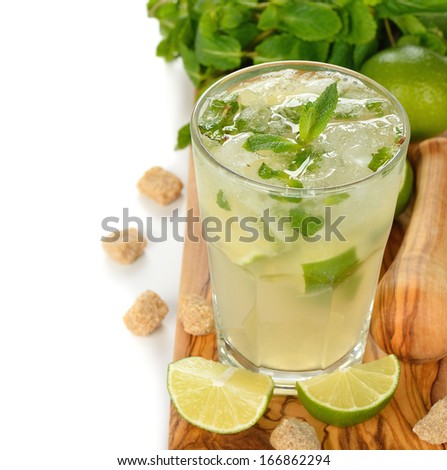 mojito cocktail on a white background