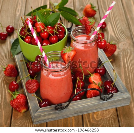 berry smoothie on brown background