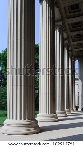 University building, stone columns