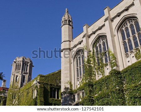 College building with ivy and gothic architecture