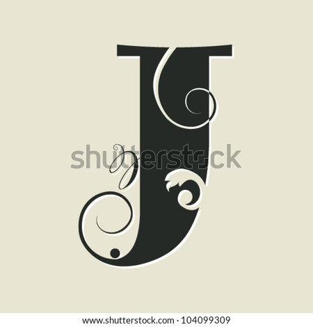 Calligraphic Letter J Stock Vector Illustration 104099309 : Shutterstock