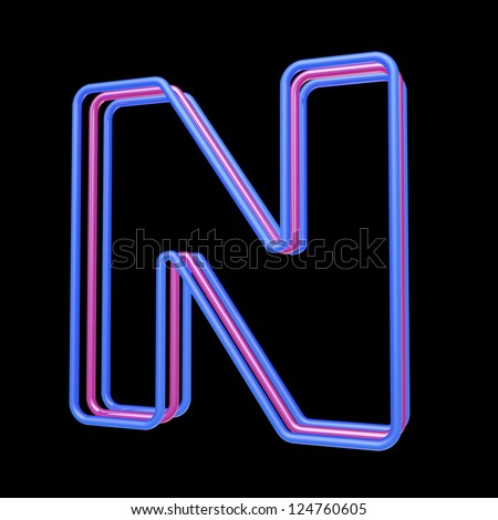 3d Neon Alphabet, Letter N Isolated On Black Background Stock Photo ...