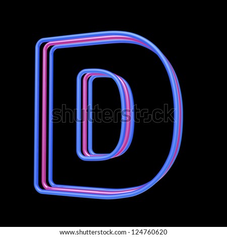 3d Neon Alphabet, Letter D Isolated On Black Background Stock Photo ...