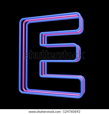 3d Neon Alphabet, Letter E Isolated On Black Background Stock Photo ...