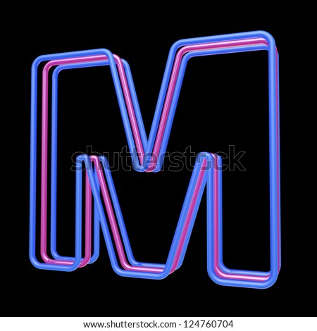 3d Neon Alphabet, Letter M Isolated On Black Background Stock Photo ...