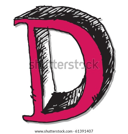 Hand Drawn Letter D Isolated On White Background Stock Photo 61391407 ...