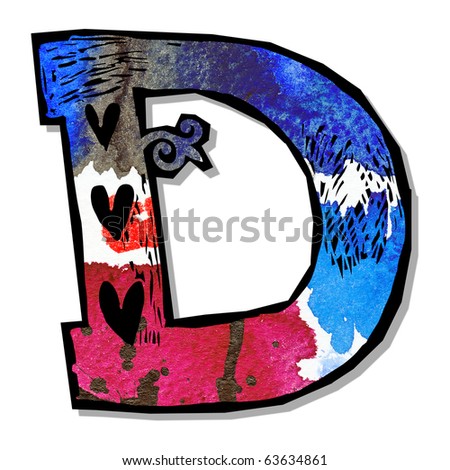 Colorful Alphabet, Hand Drawn Letter D Isolated On White Background ...