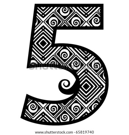 Openwork Numerals, Number Five Stock Vector Illustration 65819740 ...