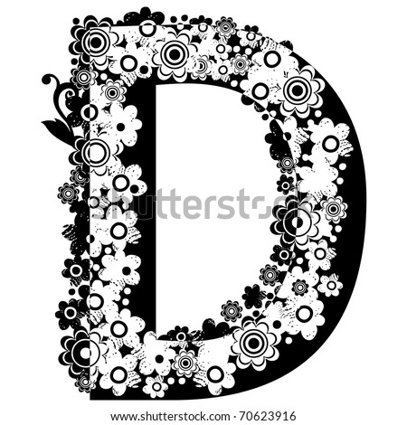 Black And White Floral Abc, Letter D Stock Photo 70623916 : Shutterstock