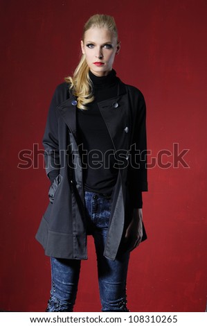 Beautiful fashion casual girl standing posing
