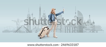 Similar – Image, Stock Photo Content traveling woman in highlands