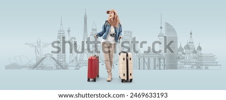 Similar – Image, Stock Photo Content traveling woman in highlands