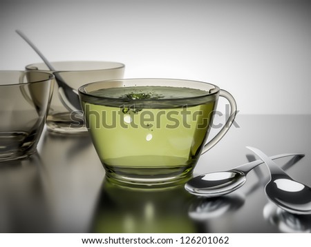 An image of a cup of green tea with artificial sweetener