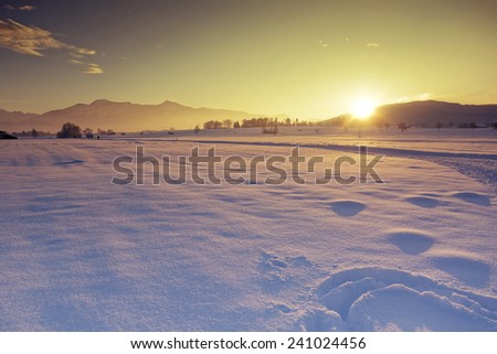 An image of a nice winter scenery sunset