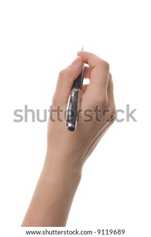 pen in hand isolated