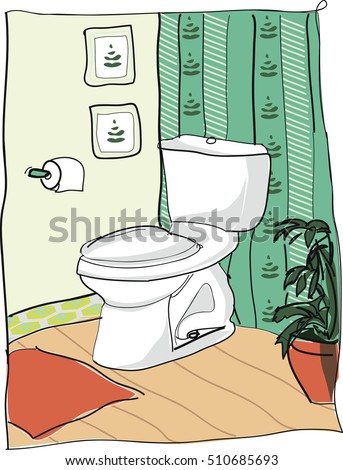 Toilet in home. Vector illustration.