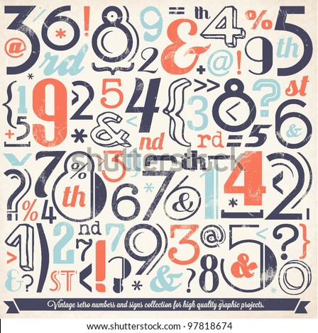 Various Retro Vintage Number and Typography Collection. For High Quality Graphic Projects.