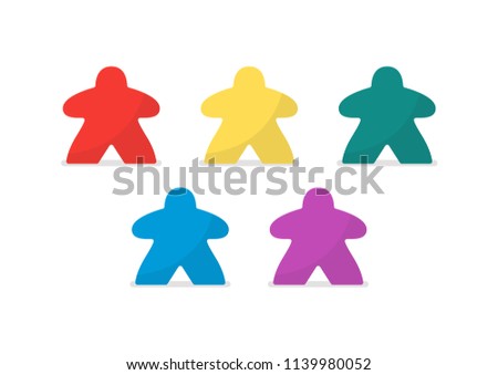 Multicolor meeples vector illustration. Symbol of family board games