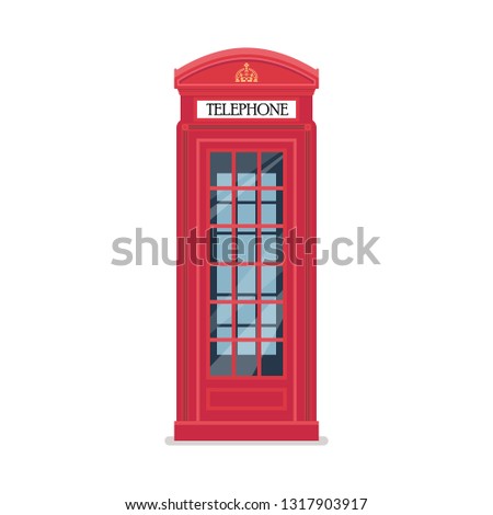 London red telephone booth. Vector illustration.