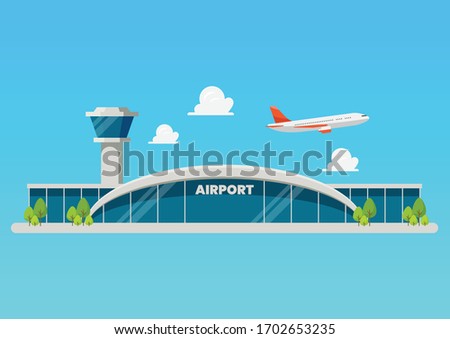 Airport building flat style illustration. Vector illustration