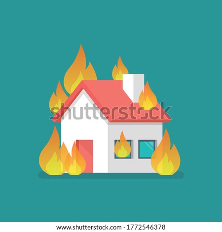 Burning house in flat style. Vector illustration