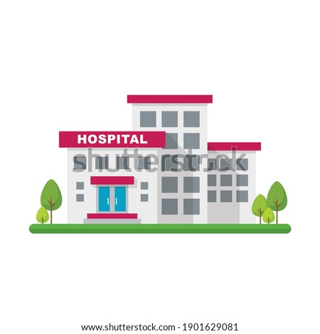 Hospital building in flat style. Vector illustration