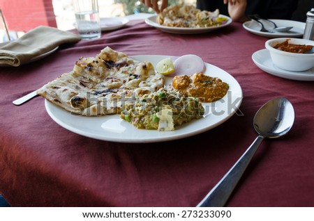 Indian cuisine in indian restaurant