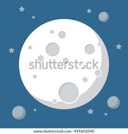 Moon in flat design style. Vector illustration
