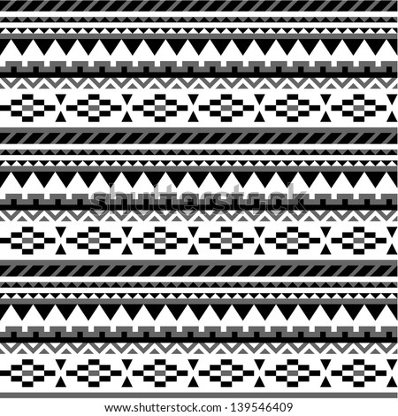 Seamless Aztec Pattern In Black And White 3 Stock Vector Illustration ...