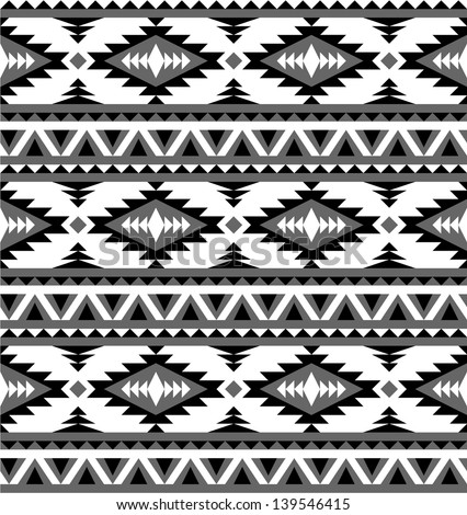 Seamless Aztec Pattern In Black And White 2 Stock Vector Illustration ...