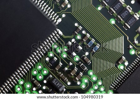 Macro of computer circuit board pattern.