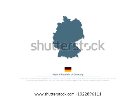 Federal Republic of Germany map and official flag icon. vector German political map logo. European State geographic banner template. Deutschland