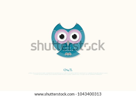 isolated, cartoon style owl icon. vector wisdom concept and knowledge symbol. cute owlet logo. night bird, wild animal design