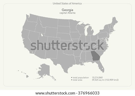 United States of America isolated map and Georgia state territory. vector USA political map. geographic banner design