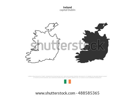 Republic of Ireland isolated map and official flag icons. vector Irish political map icons over white background. EU geographic banner template