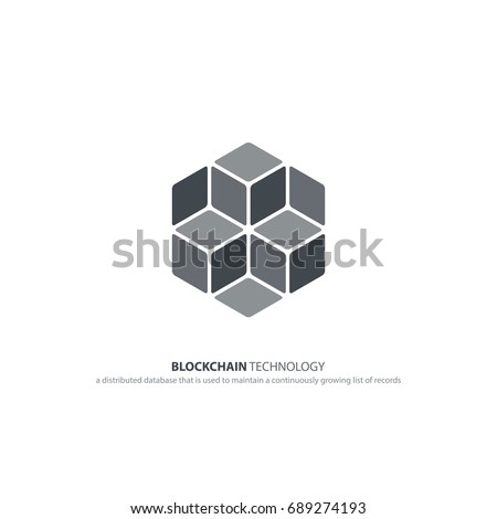 blockchain technology icon. vector smart contract block symbol. decentralized transactions logo design. crypto currencies network logotype