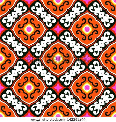 Suzani, Vector Seamless Ethnic Pattern With Uzbek, Turkish And Kazakh ...