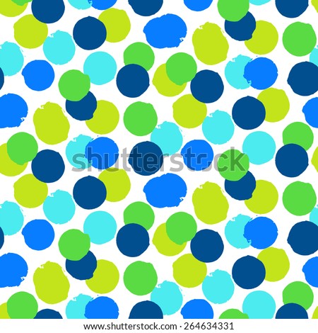 Ditsy Vector Polka Dot Pattern With Random Hand Painted Circles In ...