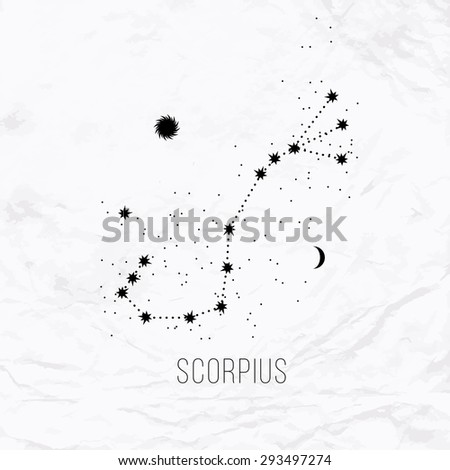 Astrology Sign Scorpius On White Paper Background. Zodiac Constellation ...