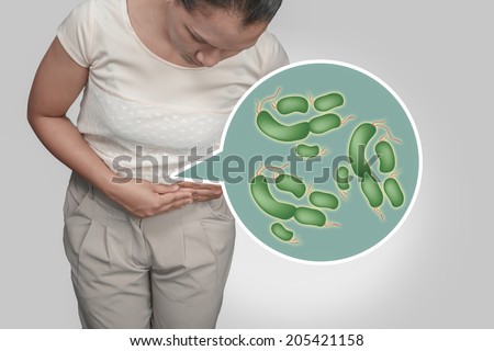 Female stomach pain and bacteria.