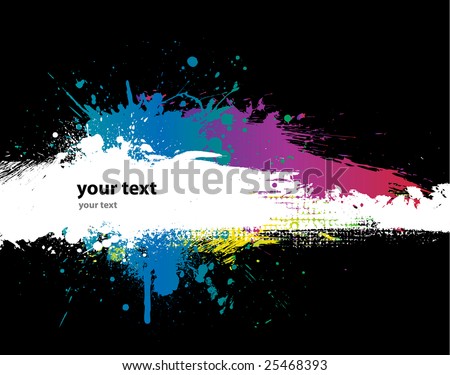 Grunge Black background with a colorful rainbow ink splat effect 2