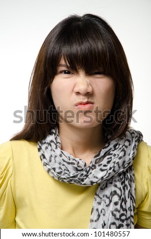 Asian Girl Does An Angry Face Stock Photo 101480557 : Shutterstock