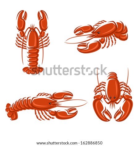 Lobster set. Vector 