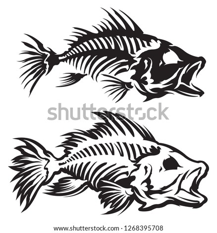 Fish skeleton black and white