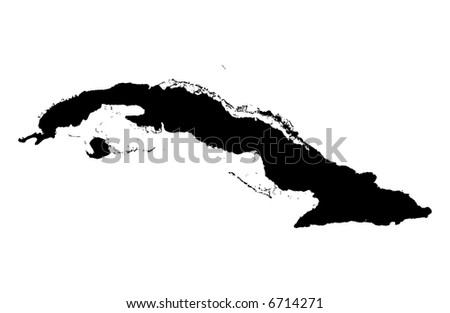 Detailed Map Of Cuba, Black And White. Mercator Projection. Stock Photo ...