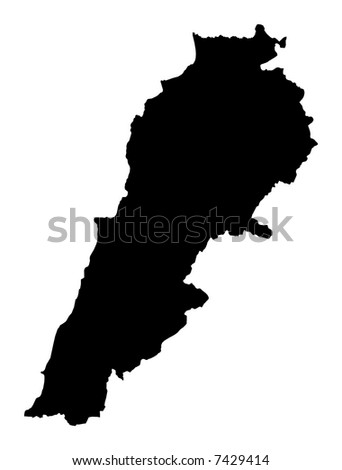 Detailed Map Of Lebanon, Black And White. Mercator Projection. Stock ...