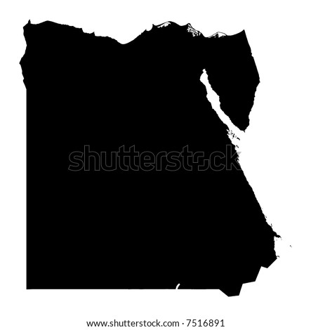 Detailed Map Of Egypt, Black And White. Mercator Projection. Stock ...